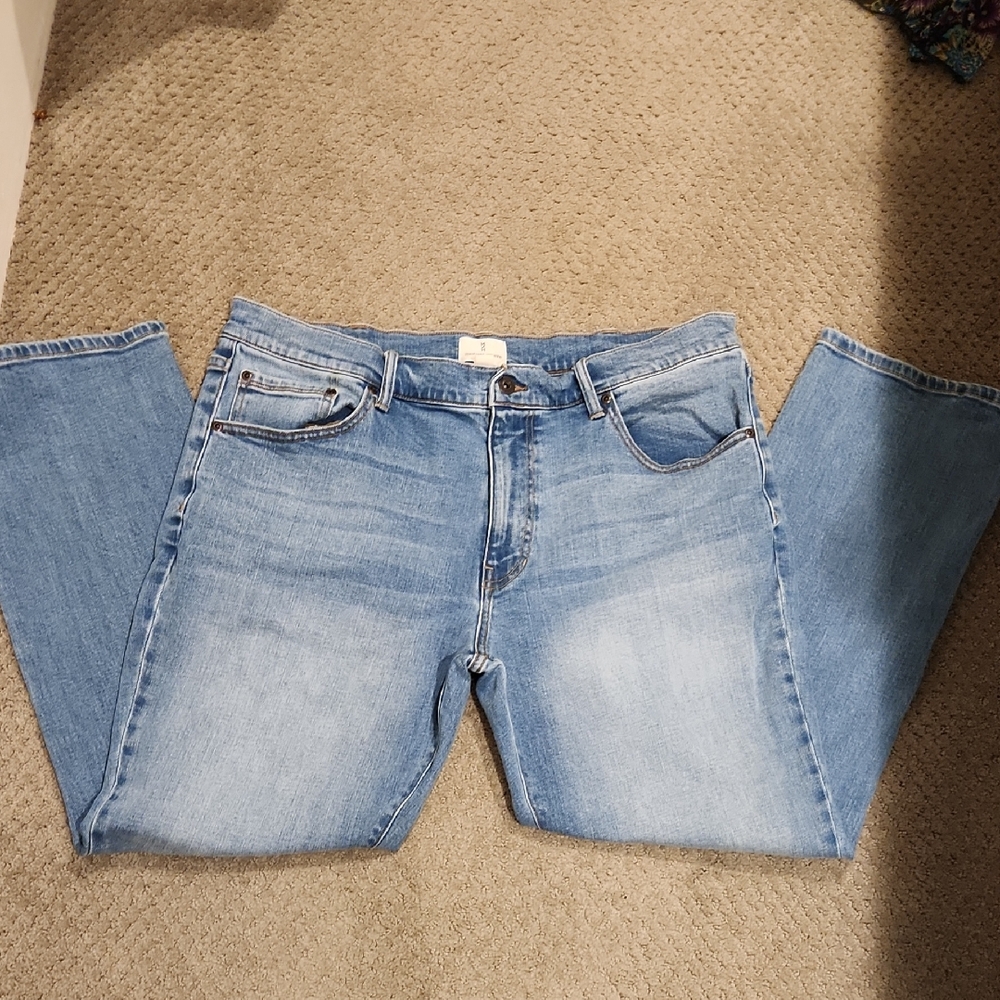 Mutual Weave Straight Jeans Mens Size 38 x 30 Mid Rise Medium Wash Blue Denim